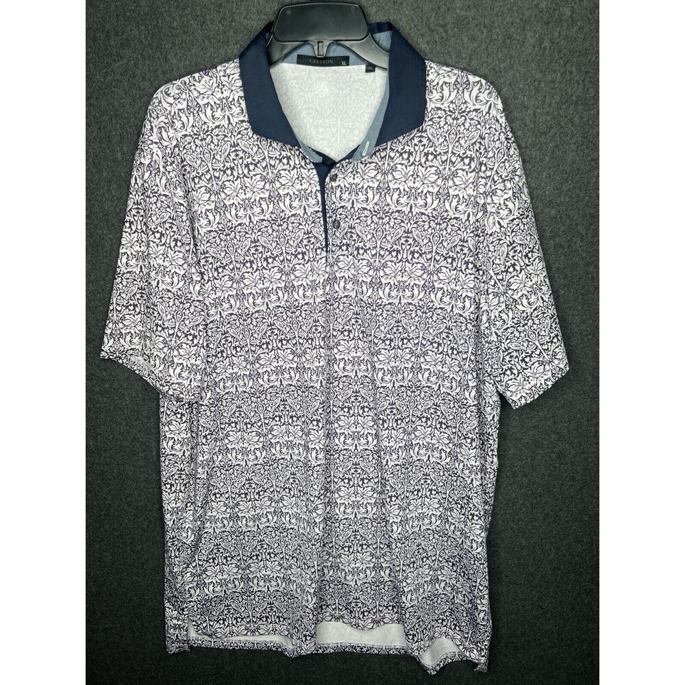 Greyson‎ Men’s Size XL Blue Wolf Print Golf Polo Shirt Stretchy